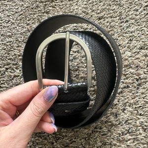 Tailored Sportsman Viperetta Leather Black Belt Buckle Silver Tone Size M Italy